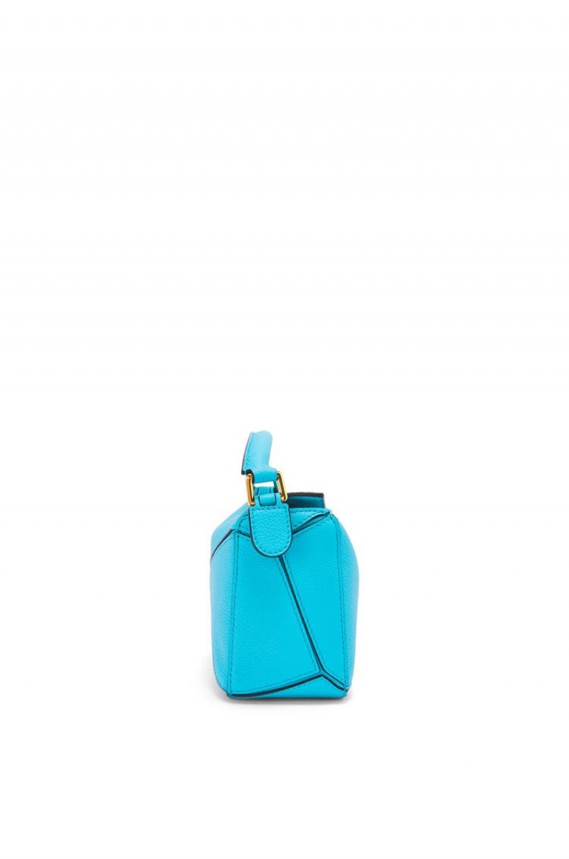 Bolsas Hombro Loewe Mini Puzzle bag in soft grained calfskin Mujer Cyan | 761OJSDNQ