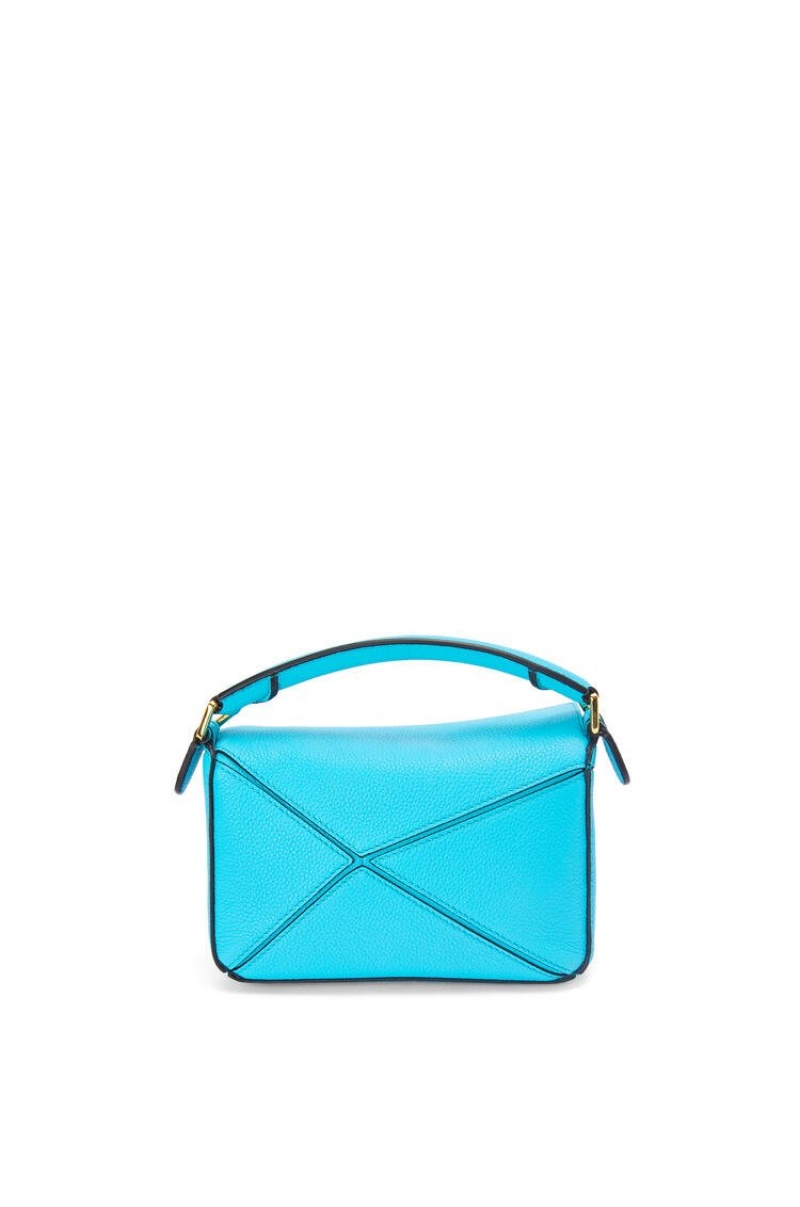 Bolsas Hombro Loewe Mini Puzzle bag in soft grained calfskin Mujer Cyan | 761OJSDNQ