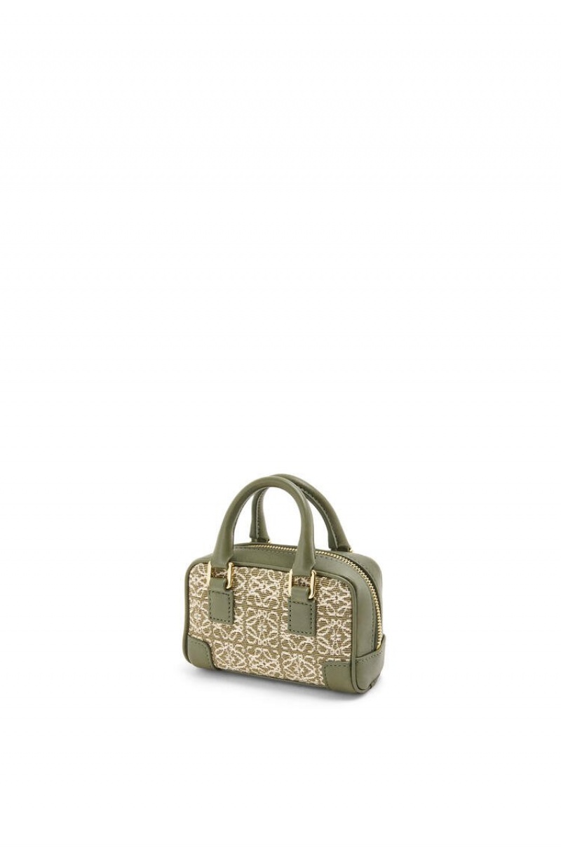 Bolsas Hombro Loewe Nano Amazona in Anagram jacquard and calfskin Mujer Verde Verde | 634LNIXUP