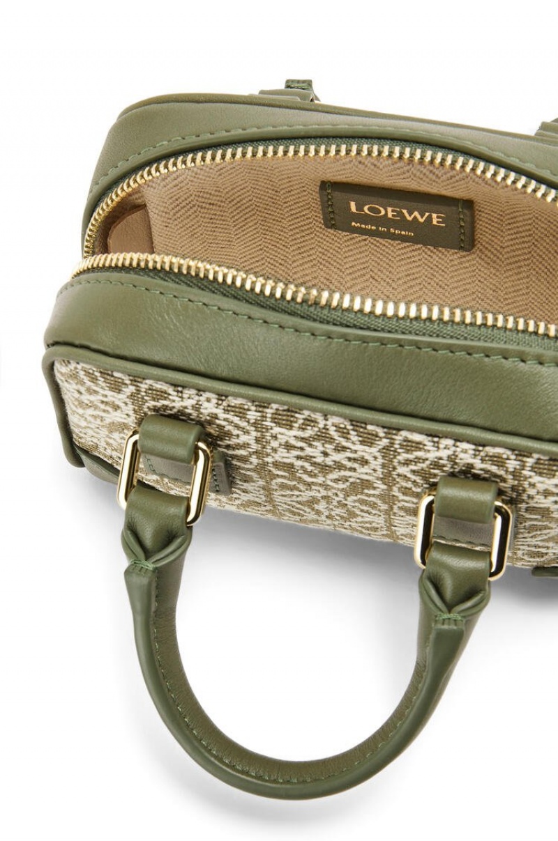 Bolsas Hombro Loewe Nano Amazona in Anagram jacquard and calfskin Mujer Verde Verde | 634LNIXUP