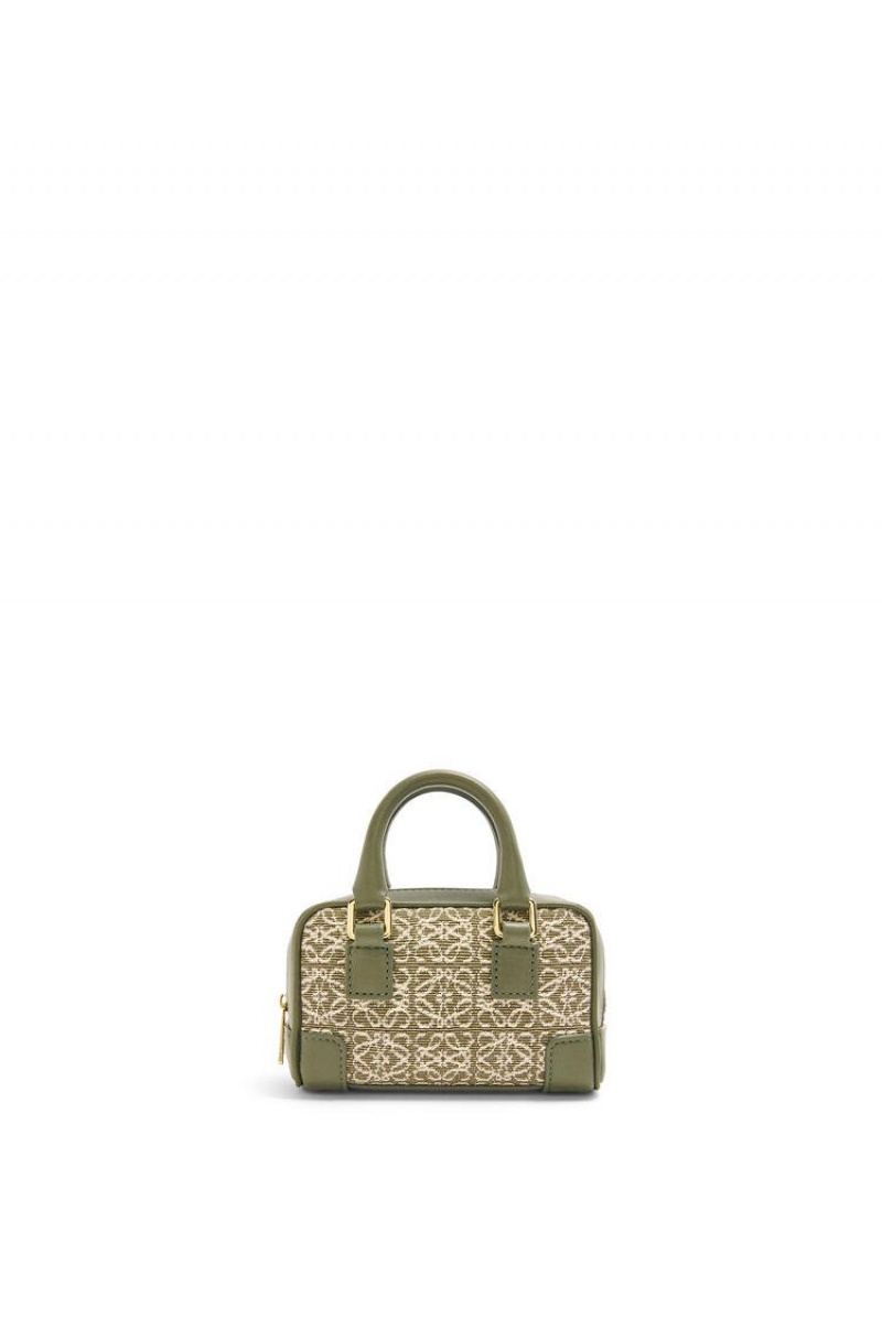 Bolsas Hombro Loewe Nano Amazona in Anagram jacquard and calfskin Mujer Verde Verde | 634LNIXUP