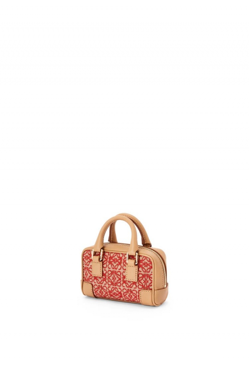 Bolsas Hombro Loewe Nano Amazona in Anagram jacquard and calfskin Mujer Rojas | 074INDYQF