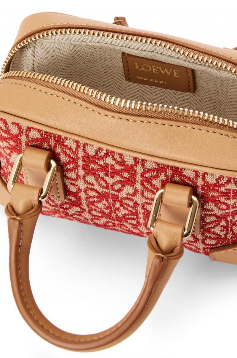 Bolsas Hombro Loewe Nano Amazona in Anagram jacquard and calfskin Mujer Rojas | 074INDYQF