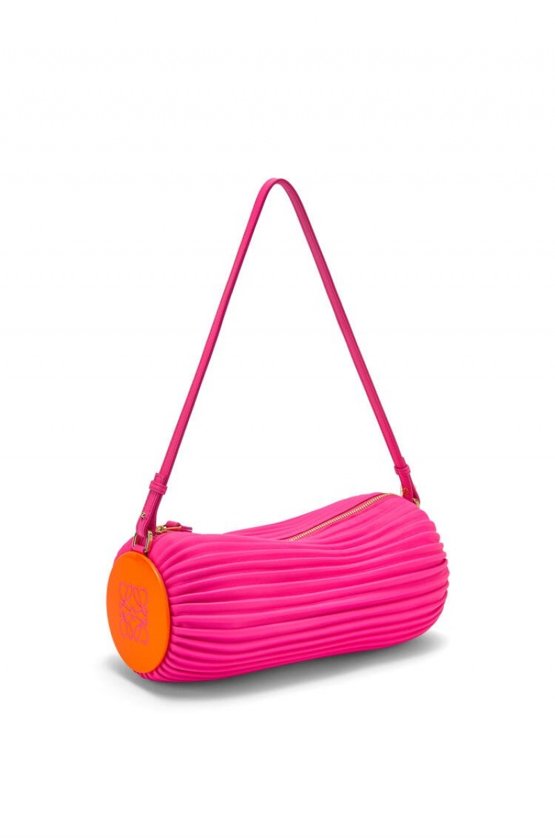 Bolso Pequeño Loewe Bracelet Pouch in pleated nappa and acetate Mujer Rosas | 369KADOFU