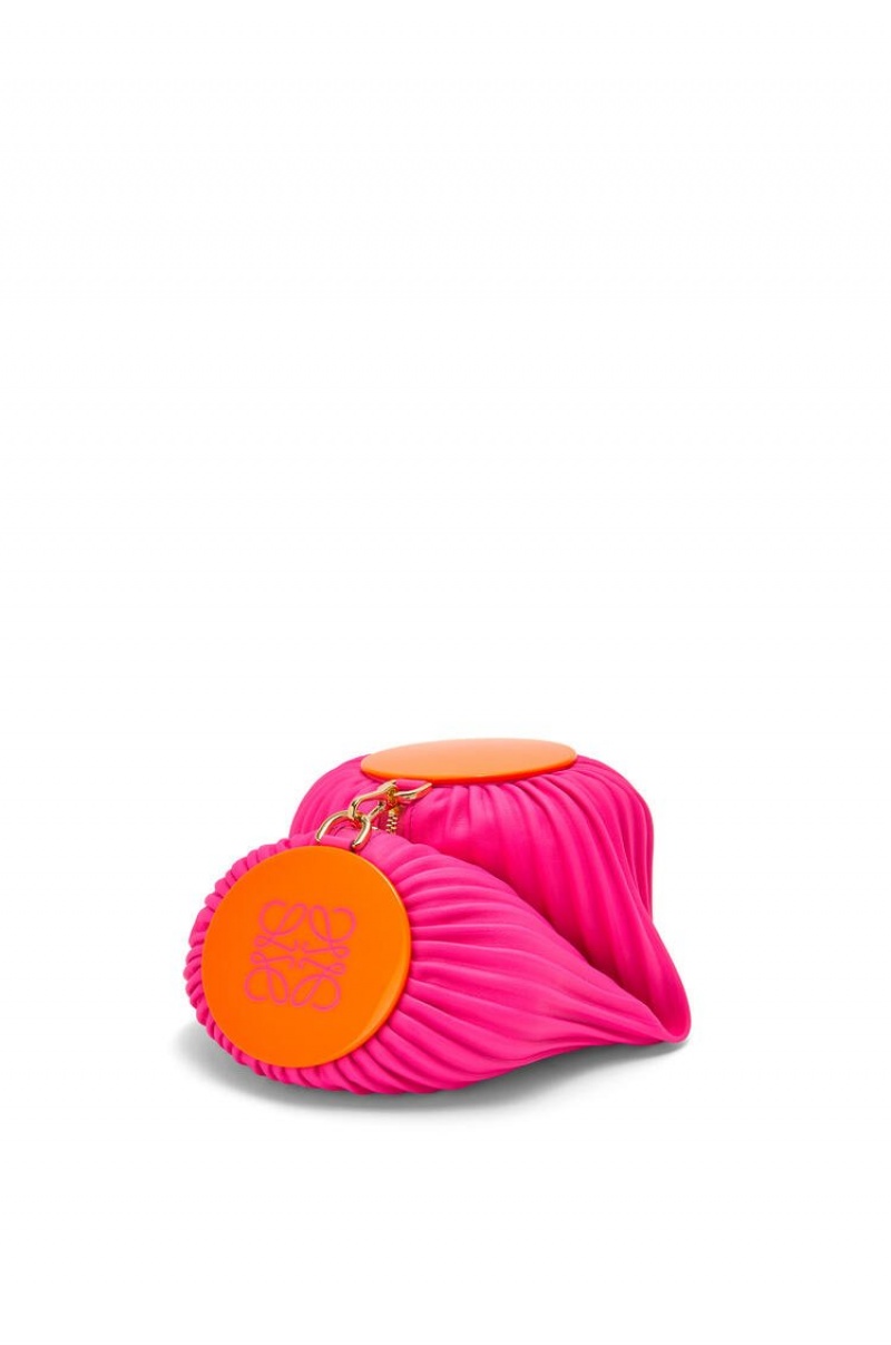 Bolso Pequeño Loewe Bracelet Pouch in pleated nappa and acetate Mujer Rosas | 369KADOFU