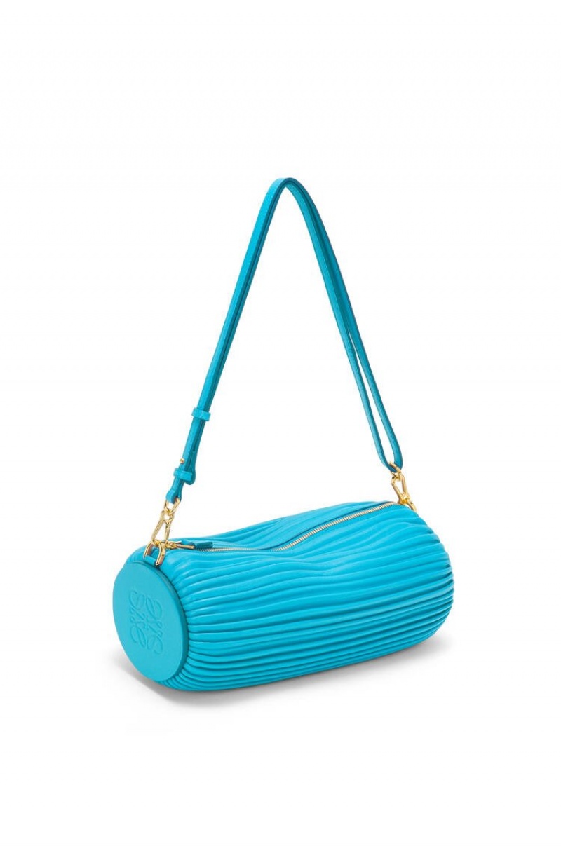 Bolso Pequeño Loewe Bracelet pouch in nappa calfskin Mujer Cyan | 519PRXNTI