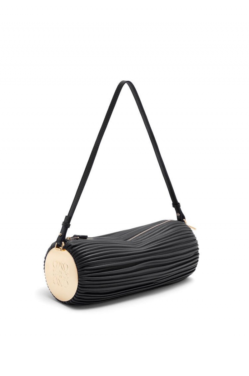 Bolso Pequeño Loewe Bracelet pouch in pleated nappa Mujer Negras | 721RISMEH