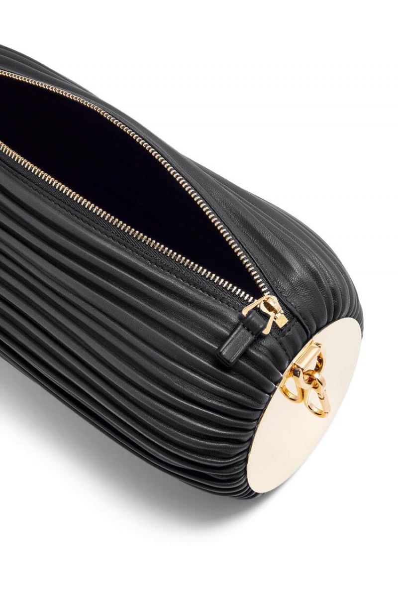 Bolso Pequeño Loewe Bracelet pouch in pleated nappa Mujer Negras | 721RISMEH