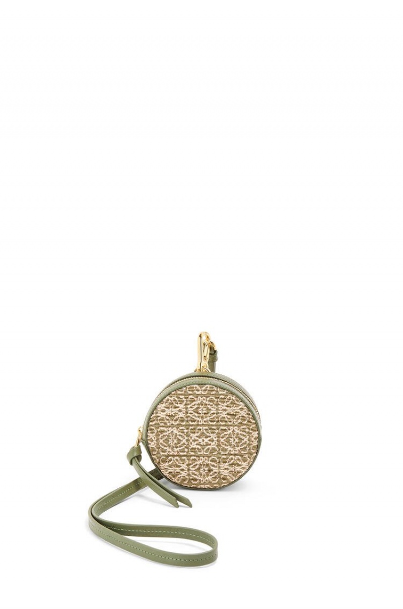 Bolso Pequeño Loewe Cookie Pouch in Anagram jacquard and calfskin Mujer Verde Verde | 950UKFNZO