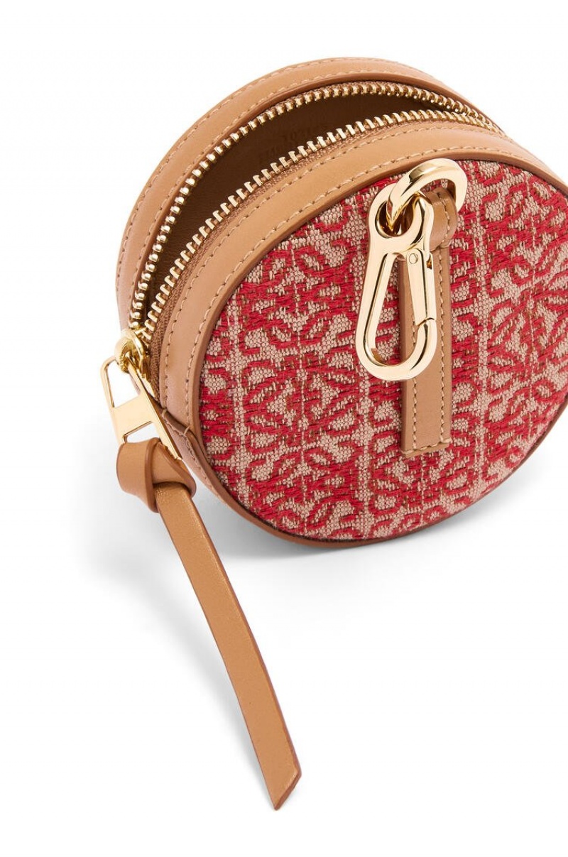 Bolso Pequeño Loewe Cookie Pouch in Anagram jacquard and calfskin Mujer Rojas | 293JMVWBY