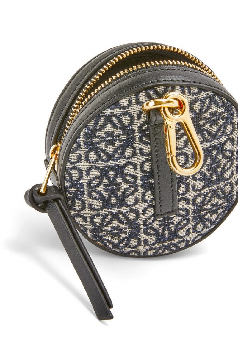 Bolso Pequeño Loewe Cookie Pouch in Anagram jacquard and calfskin Mujer Azul Marino Negras | 851UGQZFD