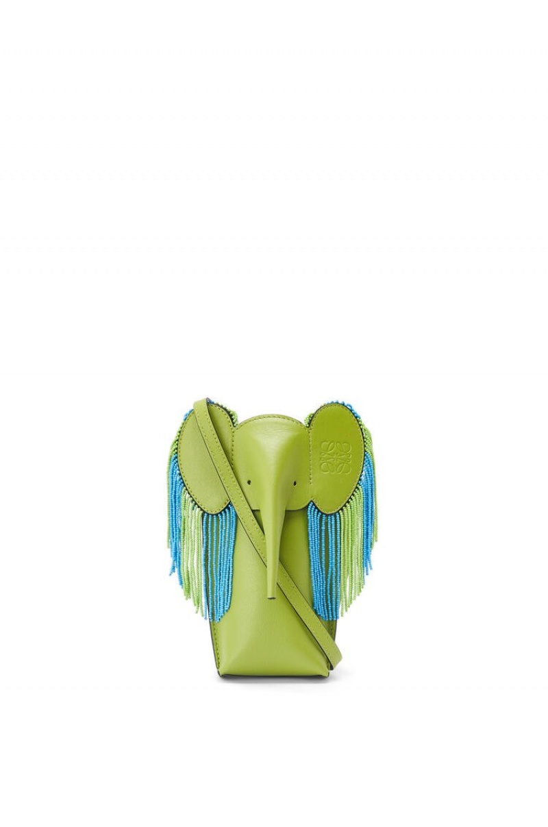 Bolso Pequeño Loewe Elephant Pocket in classic calfskin Mujer Verde | 832RSNKYL