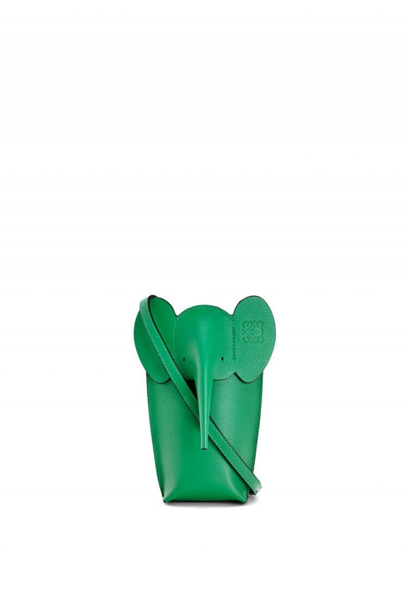 Bolso Pequeño Loewe Elephant Pocket in classic calfskin Mujer Verde | 451HZNKYS