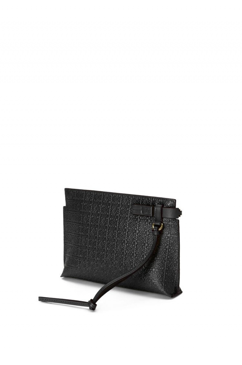 Bolso Pequeño Loewe Mini Repeat T Pouch in embossed silk calfskin Hombre Negras | 184GSHJDZ