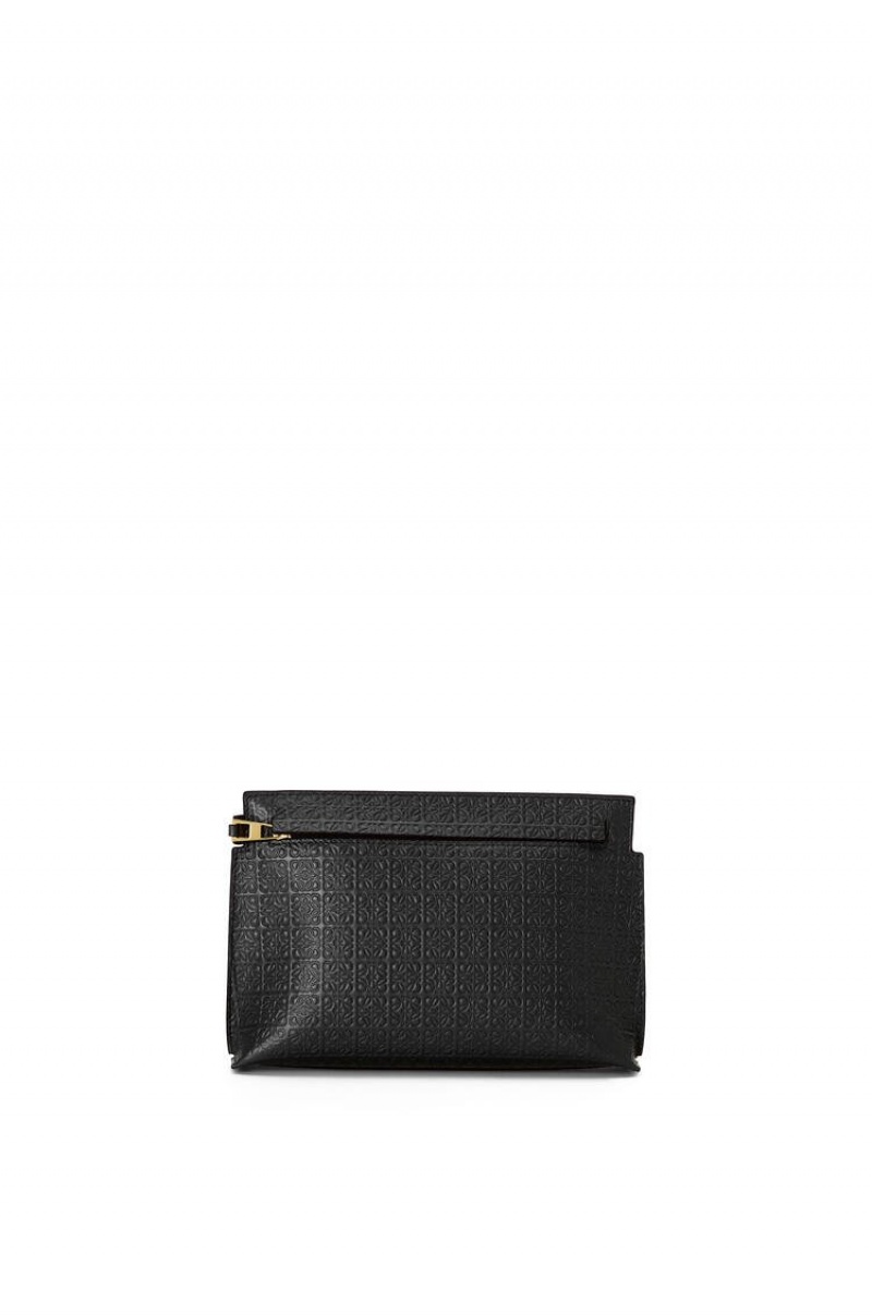 Bolso Pequeño Loewe Mini Repeat T Pouch in embossed silk calfskin Mujer Negras | 498HKXGUE