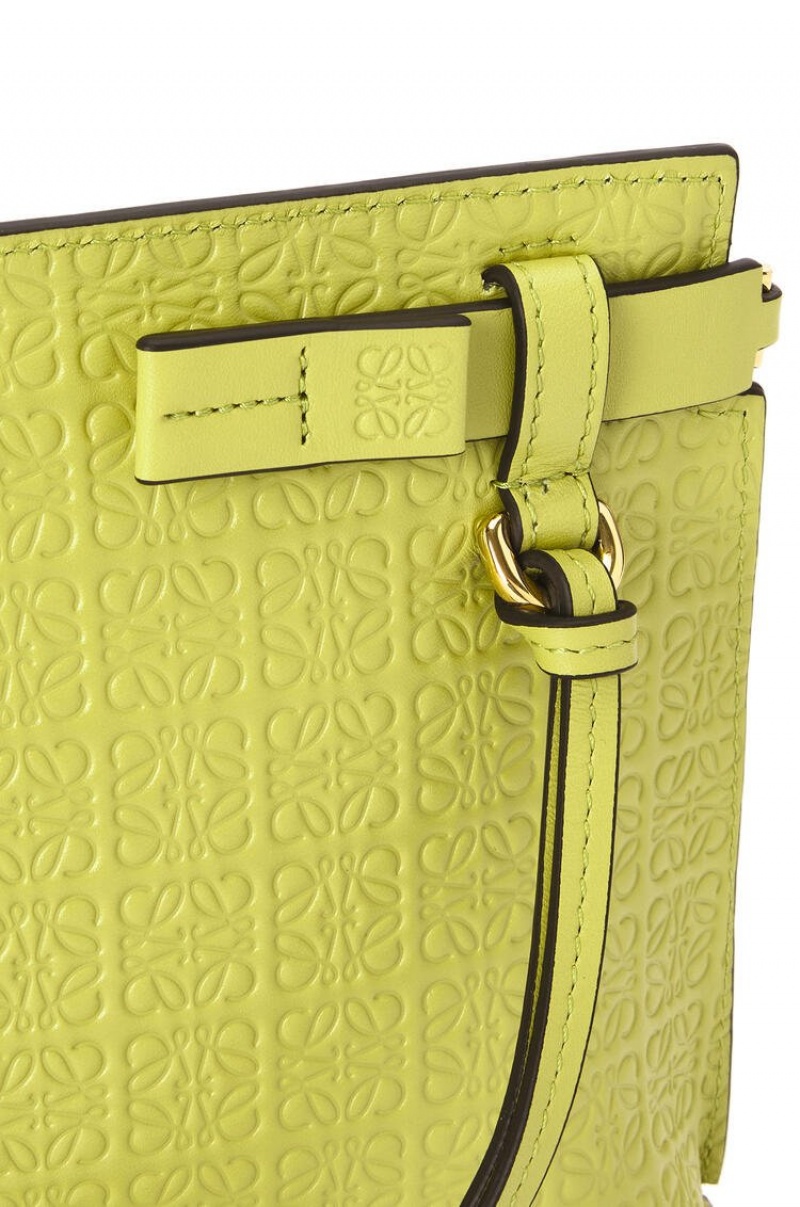 Bolso Pequeño Loewe Mini Repeat T Pouch in embossed silk calfskin Mujer Amarillo | 025IFVBWU