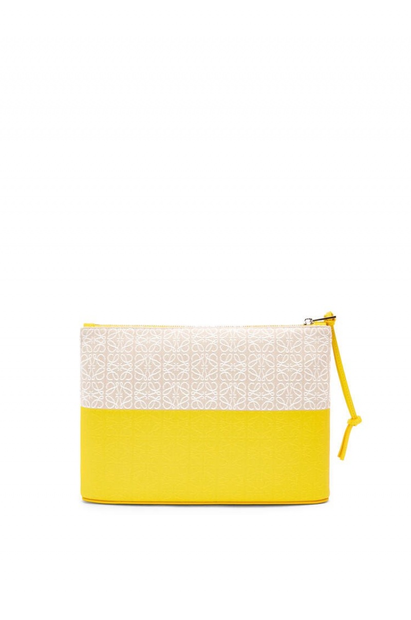 Bolso Pequeño Loewe Oblong pouch in jacquard and calfskin Mujer Limón | 893QDIXOS