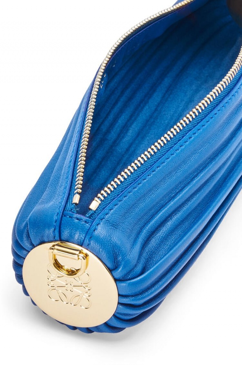 Bolso Pequeño Loewe Small Bracelet pouch in pleated nappa Mujer Azul Real Azules | 087CEBXIV