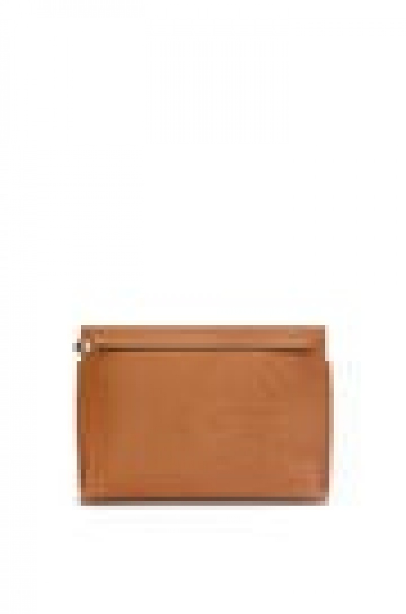 Bolso Pequeño Loewe T Pouch in grained calfskin Hombre Tan | 948WZNIAS