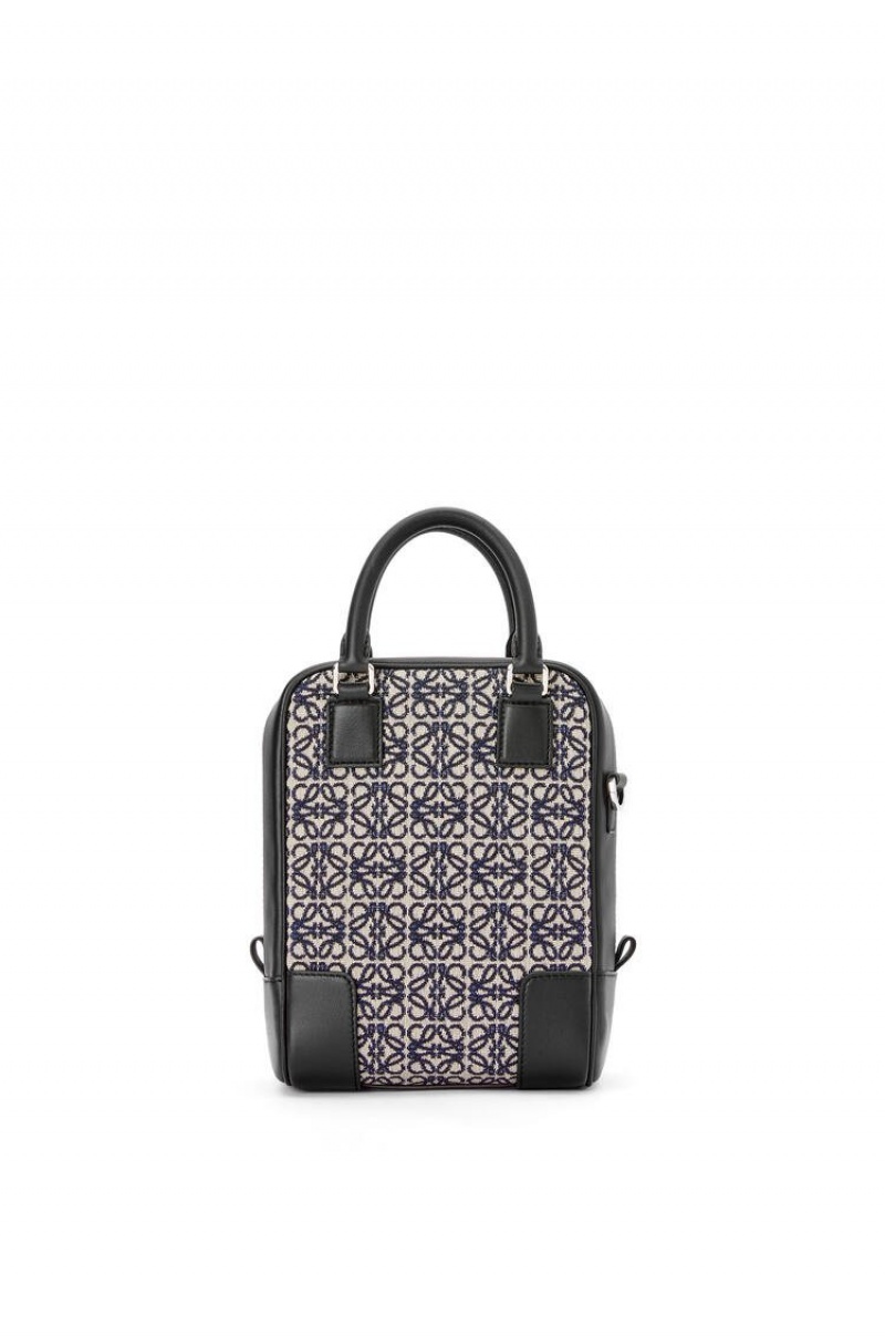 Bolso Tote Loewe Amazona 15 in Anagram jacquard and calfskin Hombre Azul Marino Negras | 578FSIAWB