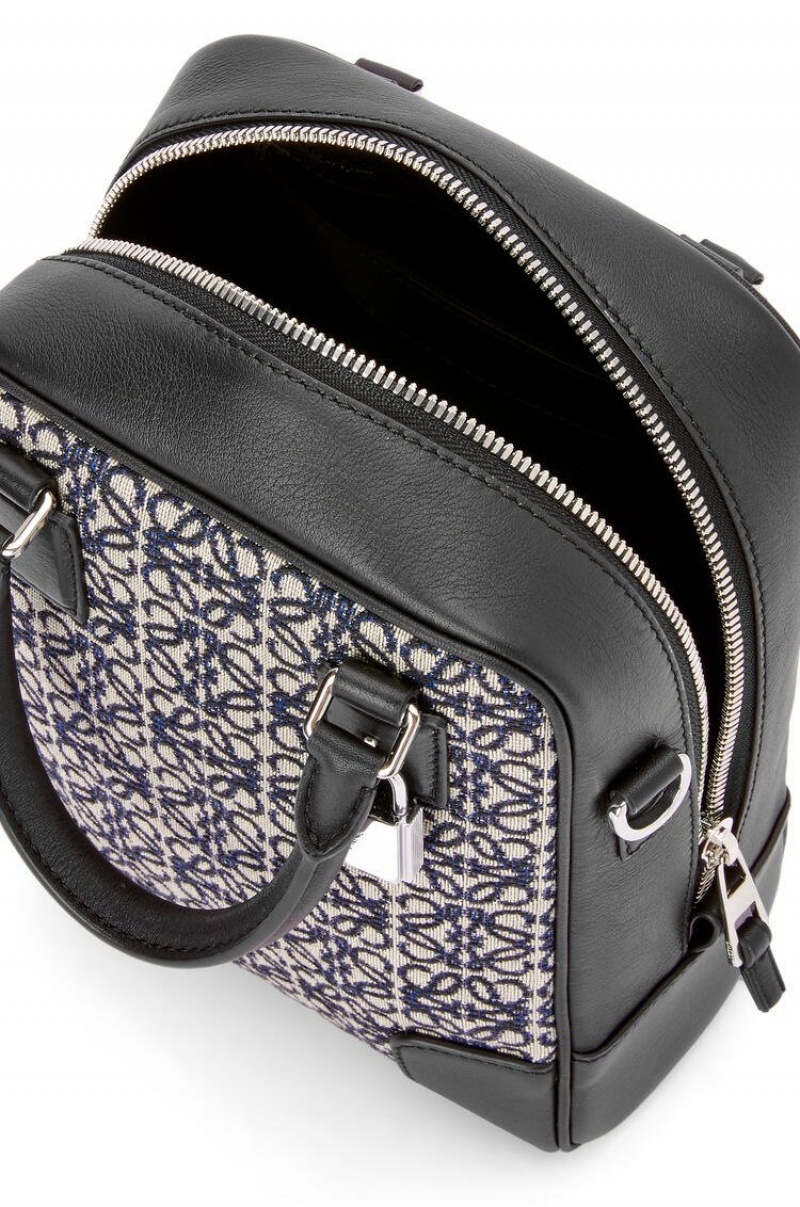 Bolso Tote Loewe Amazona 15 in Anagram jacquard and calfskin Hombre Azul Marino Negras | 578FSIAWB