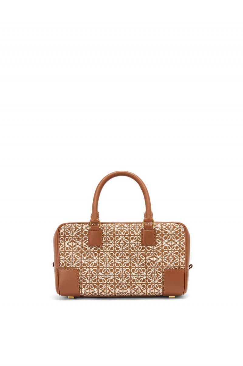 Bolso Tote Loewe Amazona 23 in Anagram jacquard and calfskin Mujer Tan / Pecan | 349RDEYTU