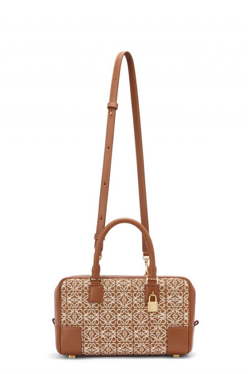 Bolso Tote Loewe Amazona 23 in Anagram jacquard and calfskin Mujer Tan / Pecan | 349RDEYTU