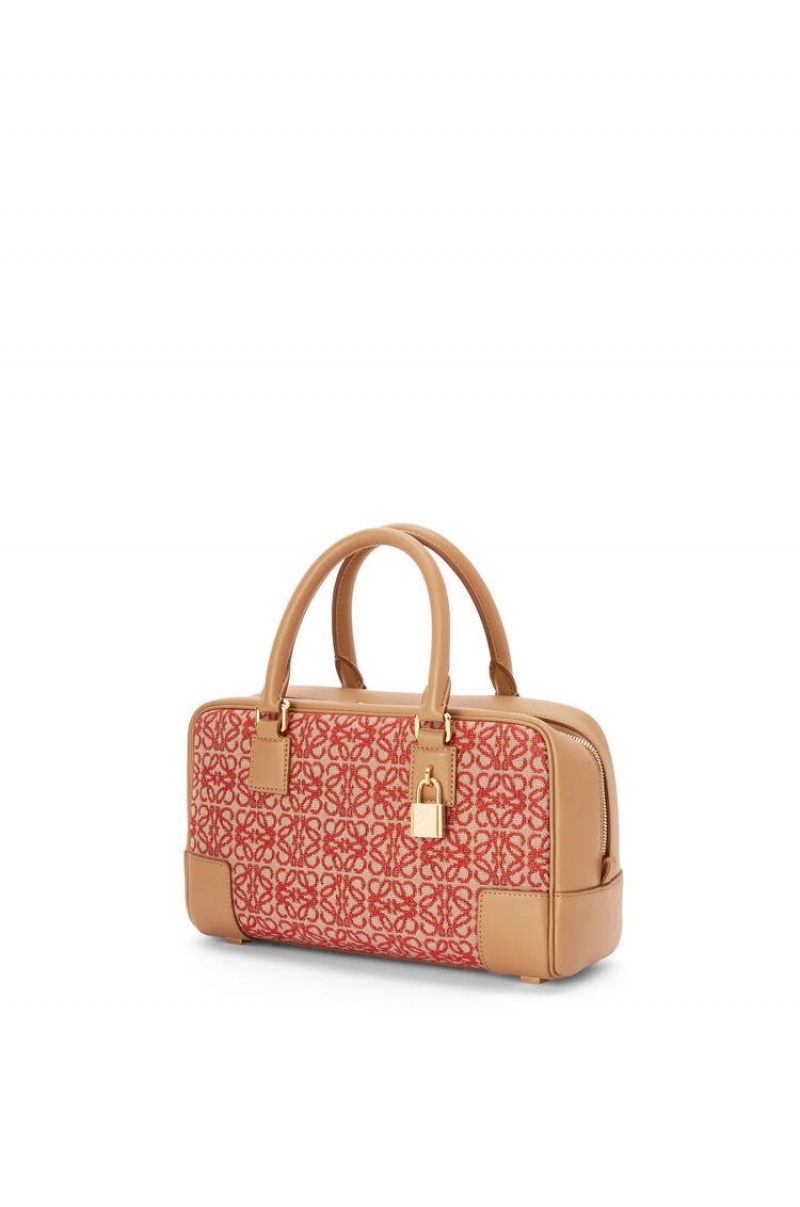 Bolso Tote Loewe Amazona 23 in Anagram jacquard and calfskin Mujer Rojas | 578NZYMCO