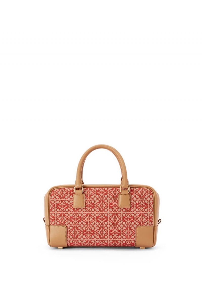 Bolso Tote Loewe Amazona 23 in Anagram jacquard and calfskin Mujer Rojas | 578NZYMCO