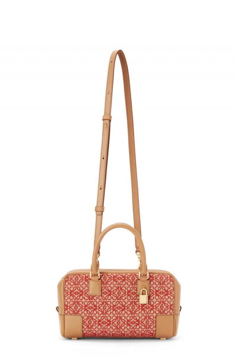 Bolso Tote Loewe Amazona 23 in Anagram jacquard and calfskin Mujer Rojas | 578NZYMCO