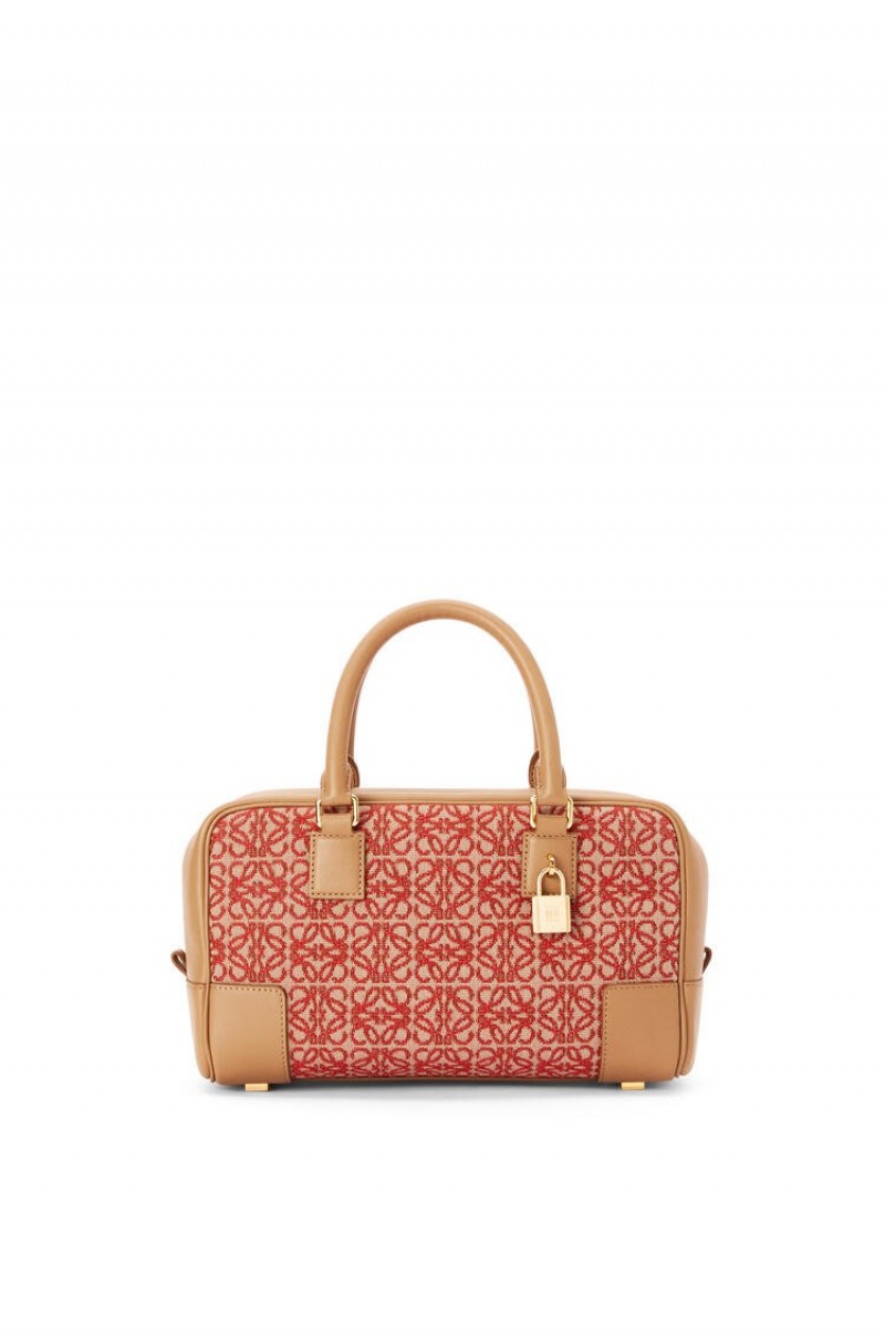 Bolso Tote Loewe Amazona 23 in Anagram jacquard and calfskin Mujer Rojas | 578NZYMCO