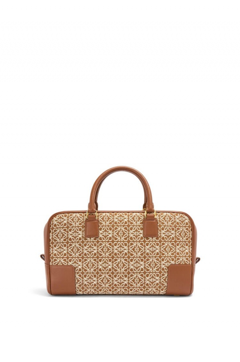 Bolso Tote Loewe Amazona 28 bag in Anagram jacquard and calfskin Mujer Tan / Pecan | 013DHTSEK