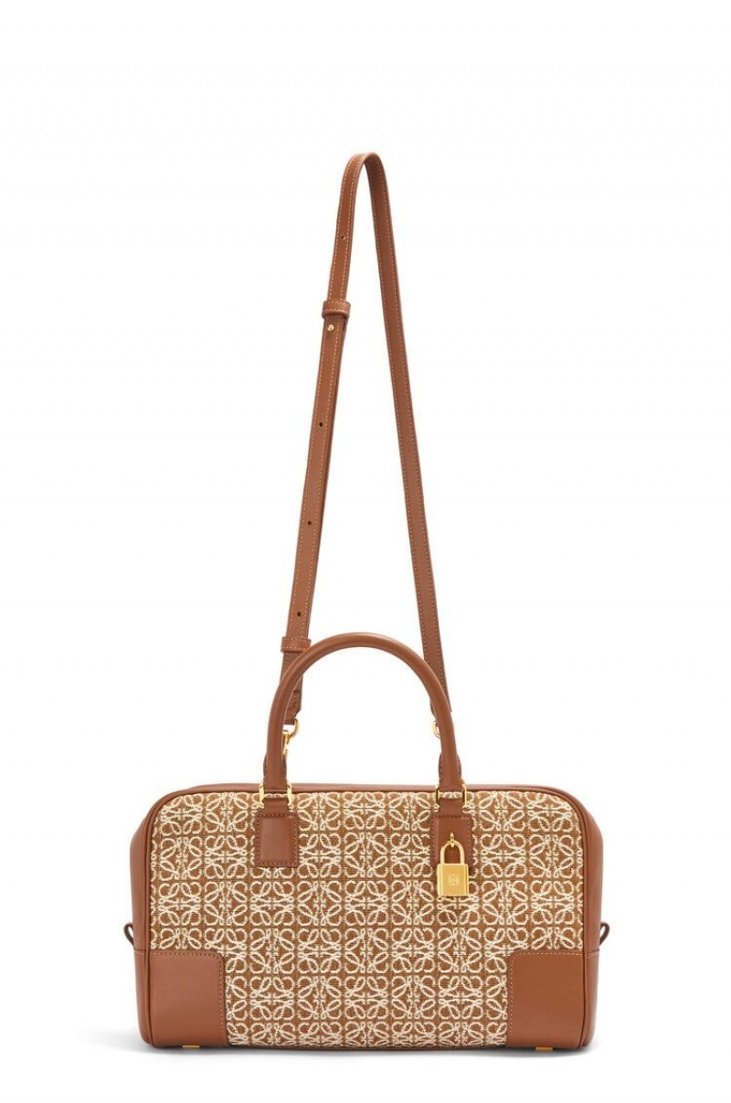 Bolso Tote Loewe Amazona 28 bag in Anagram jacquard and calfskin Mujer Tan / Pecan | 013DHTSEK