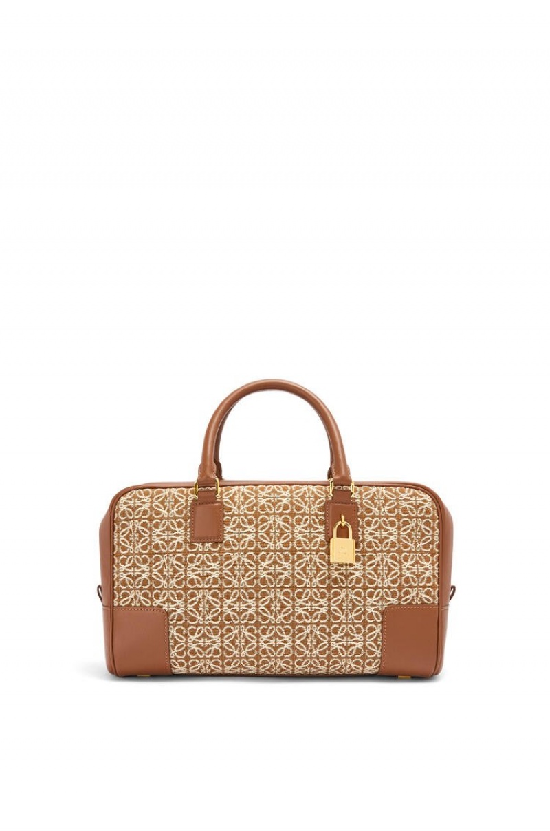 Bolso Tote Loewe Amazona 28 bag in Anagram jacquard and calfskin Mujer Tan / Pecan | 013DHTSEK