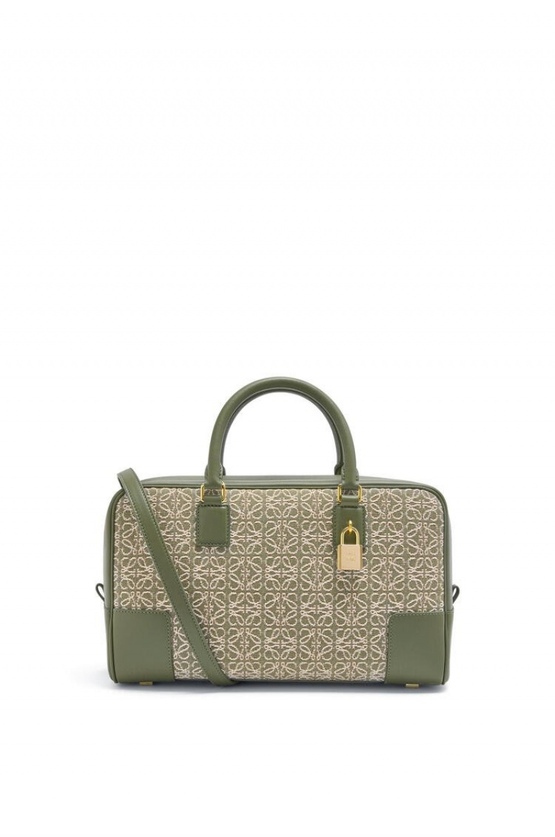 Bolso Tote Loewe Amazona 28 bag in Anagram jacquard and calfskin Mujer Verde Verde | 968EUPOAR