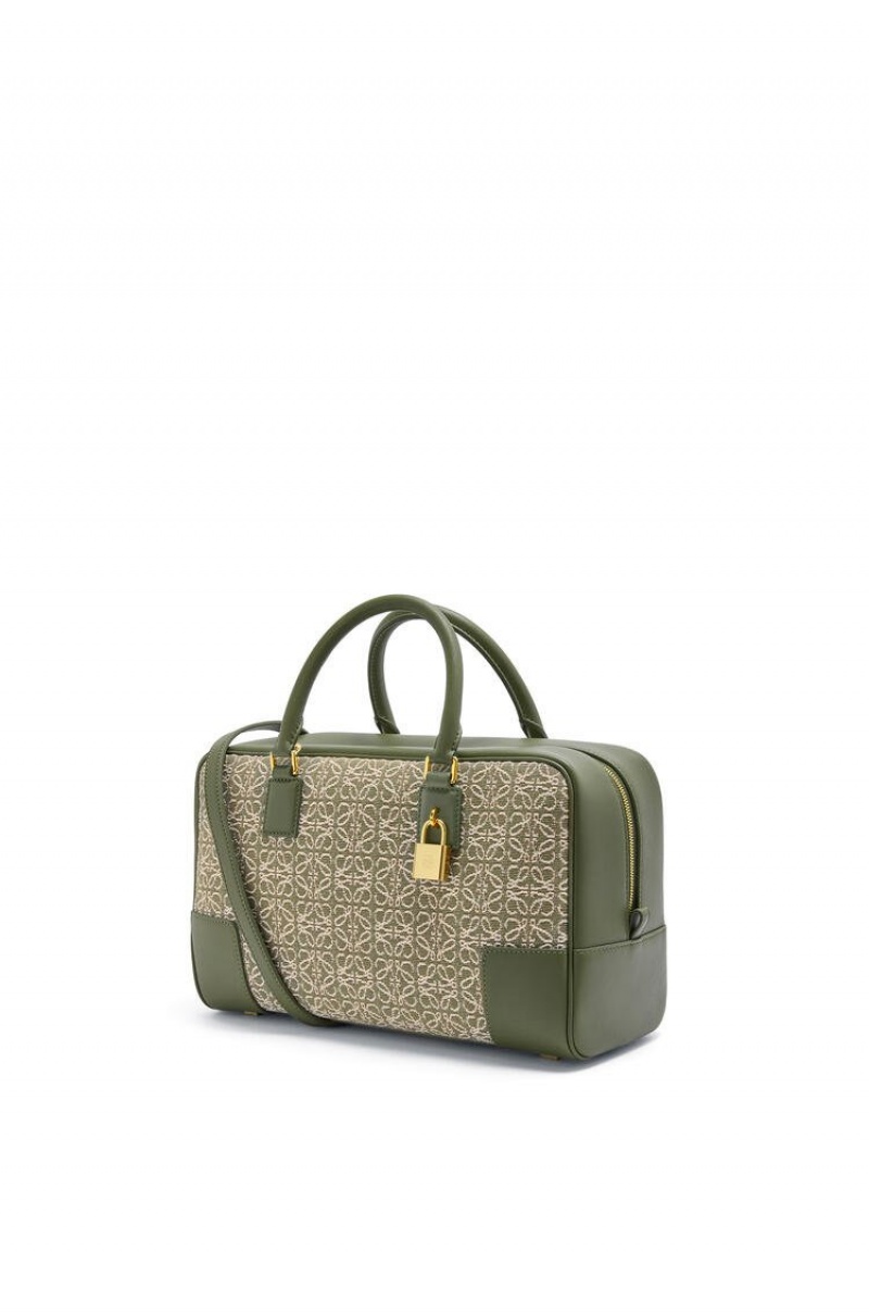 Bolso Tote Loewe Amazona 28 bag in Anagram jacquard and calfskin Mujer Verde Verde | 968EUPOAR