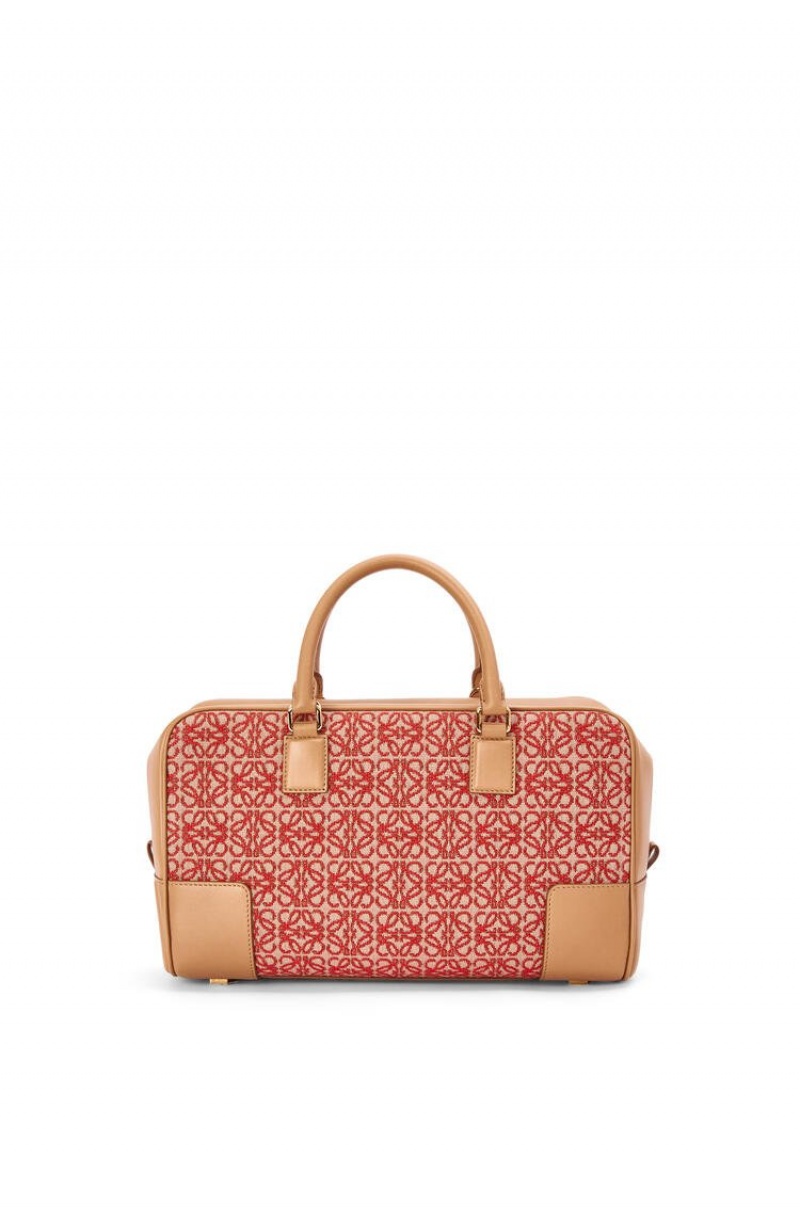 Bolso Tote Loewe Amazona 28 bag in Anagram jacquard and calfskin Mujer Rojas | 589EVIAYS