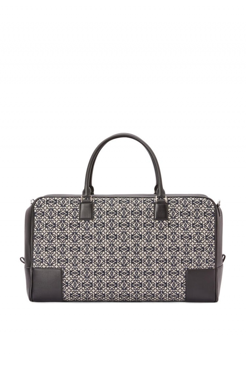 Bolso Tote Loewe Amazona 44 bag in Anagram jacquard and calfskin Hombre Azul Marino Negras | 630TWQJUB