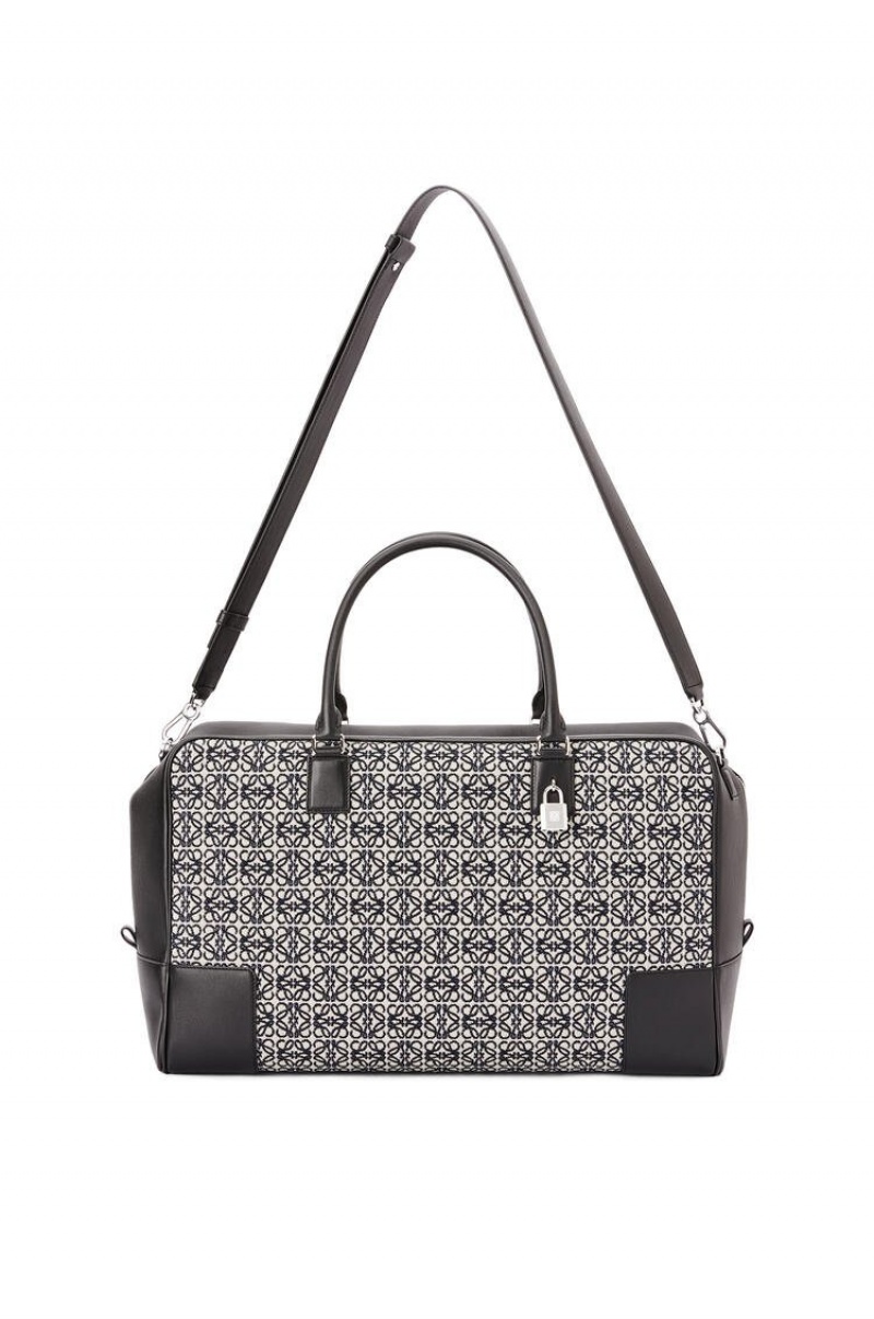 Bolso Tote Loewe Amazona 44 bag in Anagram jacquard and calfskin Hombre Azul Marino Negras | 630TWQJUB