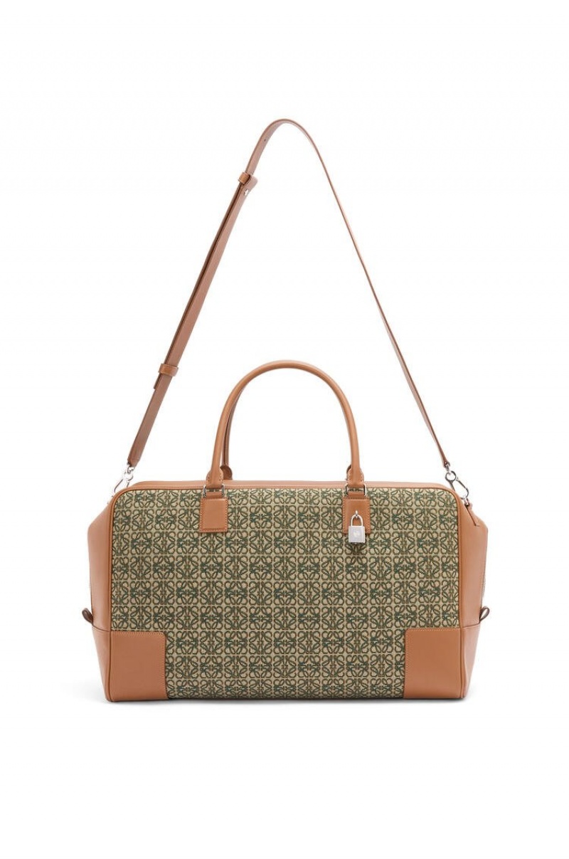 Bolso Tote Loewe Amazona 44 bag in Anagram jacquard and calfskin Hombre Kaki Verde | 704OSEAYU