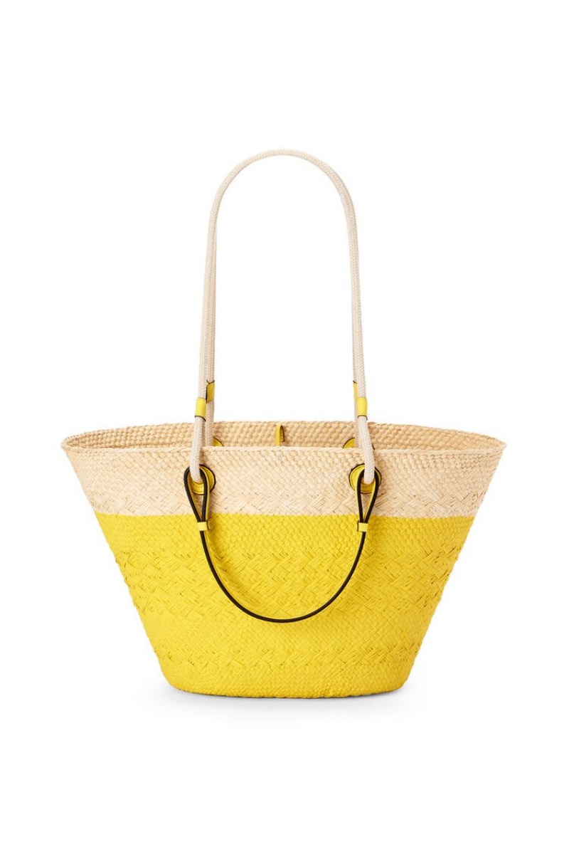 Bolso Tote Loewe Anagram Basket bag in iraca palm and calfskin Mujer Limón | 501OMJNTC