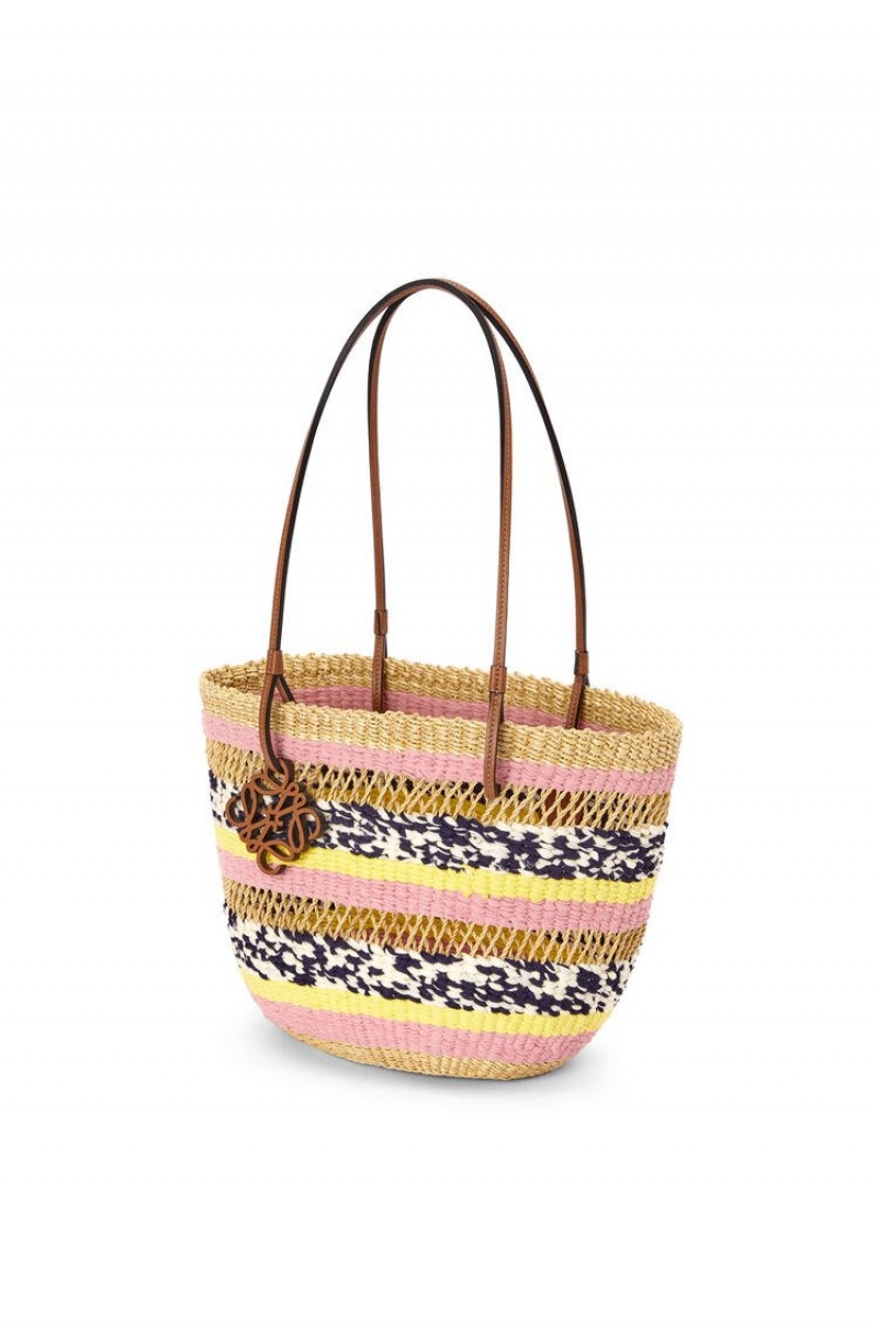 Bolso Tote Loewe Basket Tote in elephant grass and calfskin Mujer Rosas | 631AXCPSR