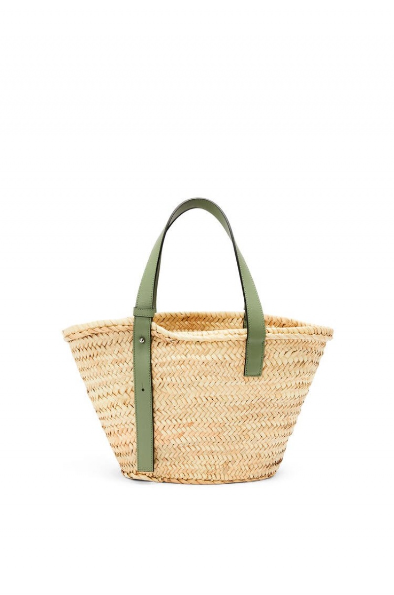 Bolso Tote Loewe Basket bag in palm leaf and calfskin Mujer Natural / Rosemary | 916GQMYJI