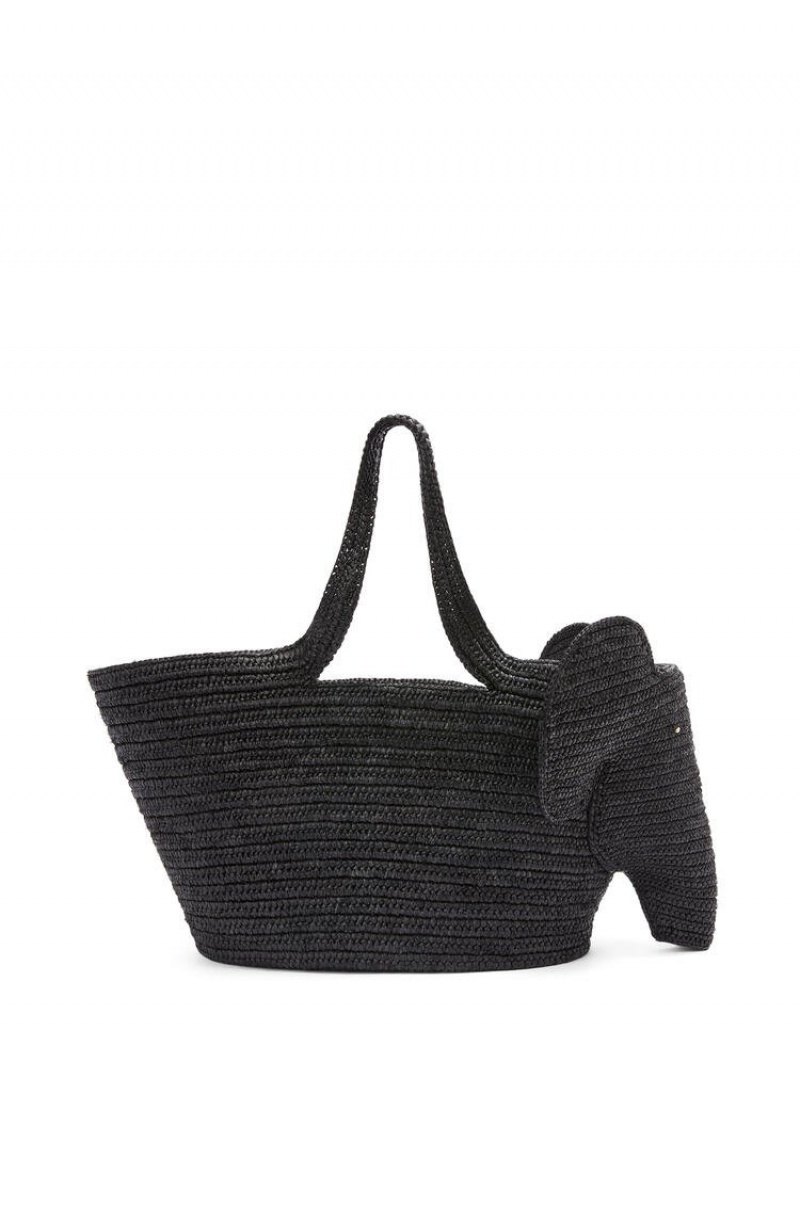 Bolso Tote Loewe Elephant Basket bag in raffia Mujer Negras | 124YPHJRN