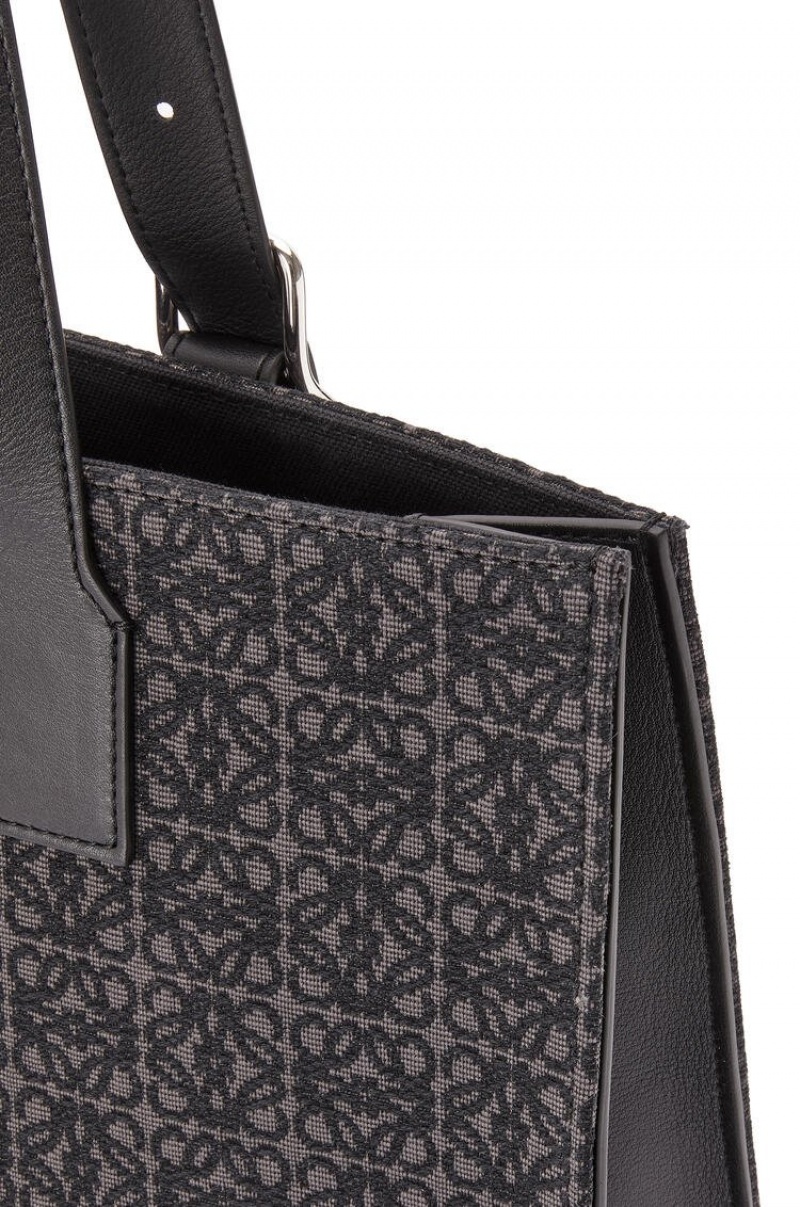 Bolso Tote Loewe Hebilla Horizontal tote in Anagram jacquard and calfskin Hombre Negras | 238JOEQMA