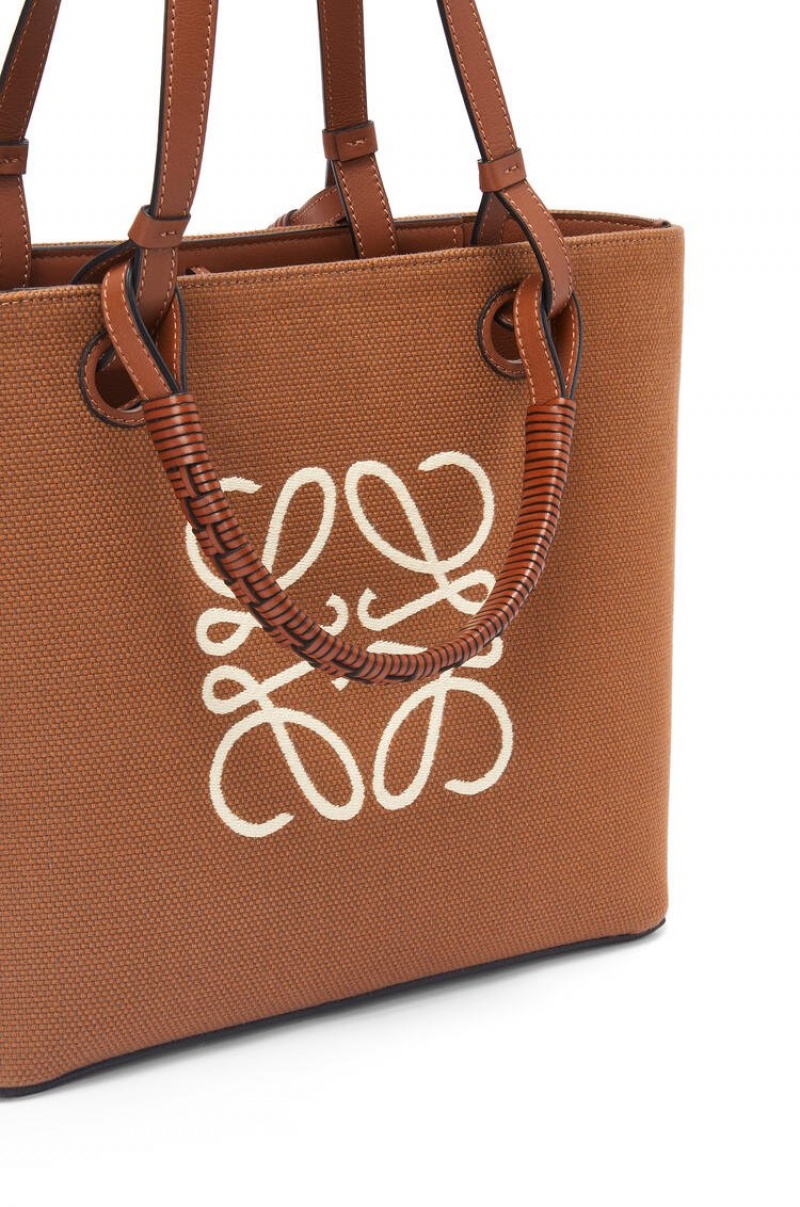 Bolso Tote Loewe Small Anagram Tote bag in jacquard and calfskin Mujer Tan / Pecan | 580GHPSOI