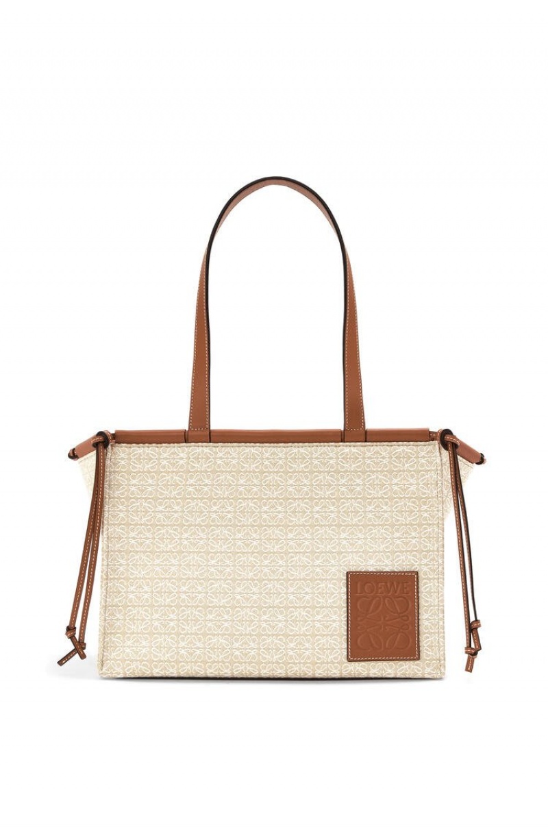 Bolso Tote Loewe Small Cushion Tote in Anagram jacquard and calfskin Mujer Ecru / Tan | 601GSOERW