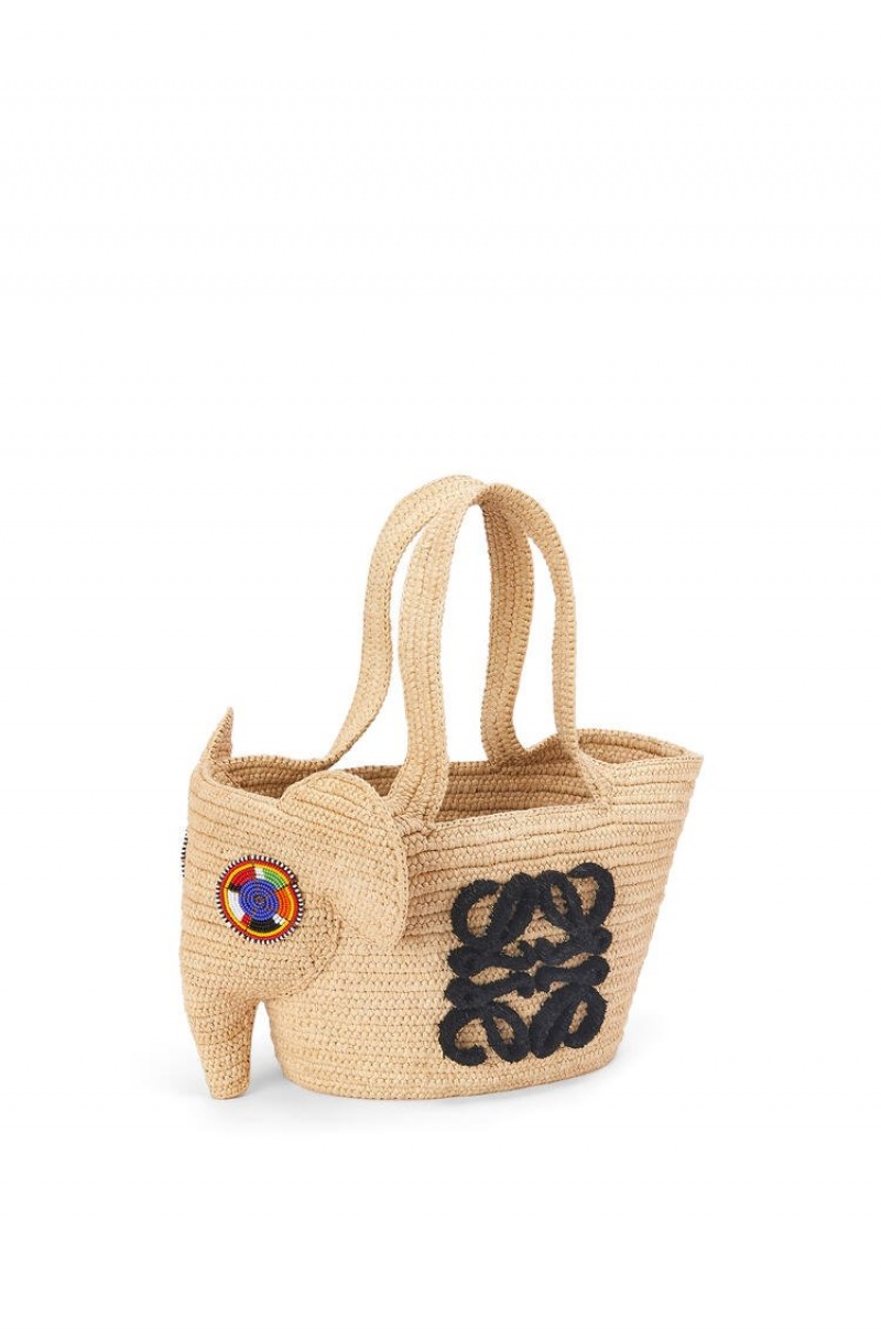 Bolso Tote Loewe Small Elephant Basket bag in raffia Mujer Natural | 206AVUOZK