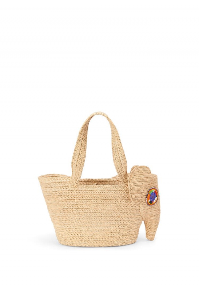 Bolso Tote Loewe Small Elephant Basket bag in raffia Mujer Natural | 206AVUOZK