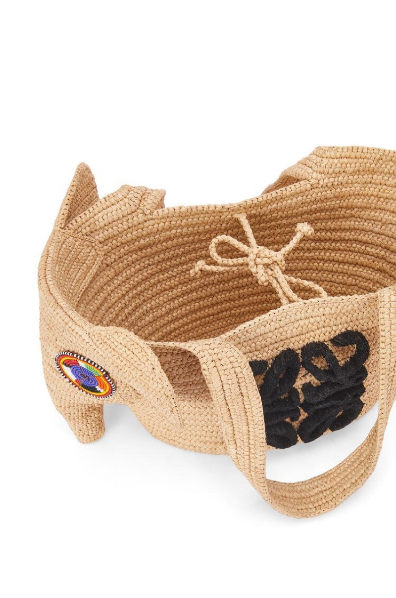 Bolso Tote Loewe Small Elephant Basket bag in raffia Mujer Natural | 206AVUOZK